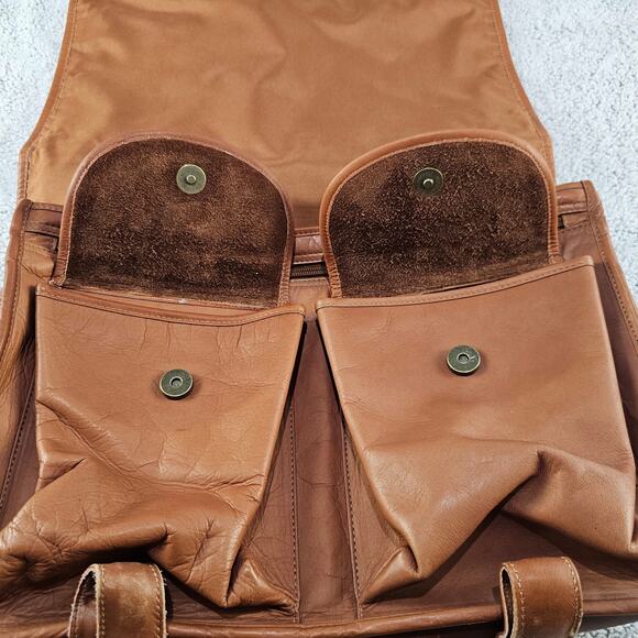 Clava American Leather Gusset Laptop Messenger Style Bag Case Brown 13x10x5 Vtg - Picture 6 of 13